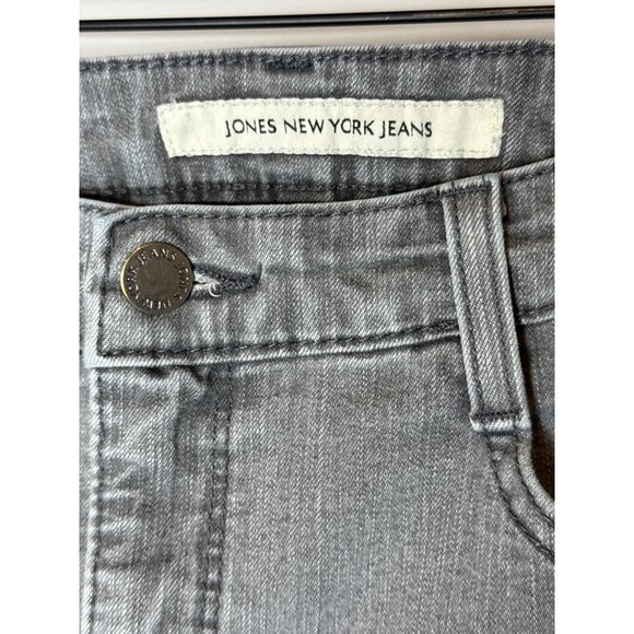 Jones New York Women 10 Gray Straight Leg Jeans Secret Slimming Stretch - Picture 3 of 10